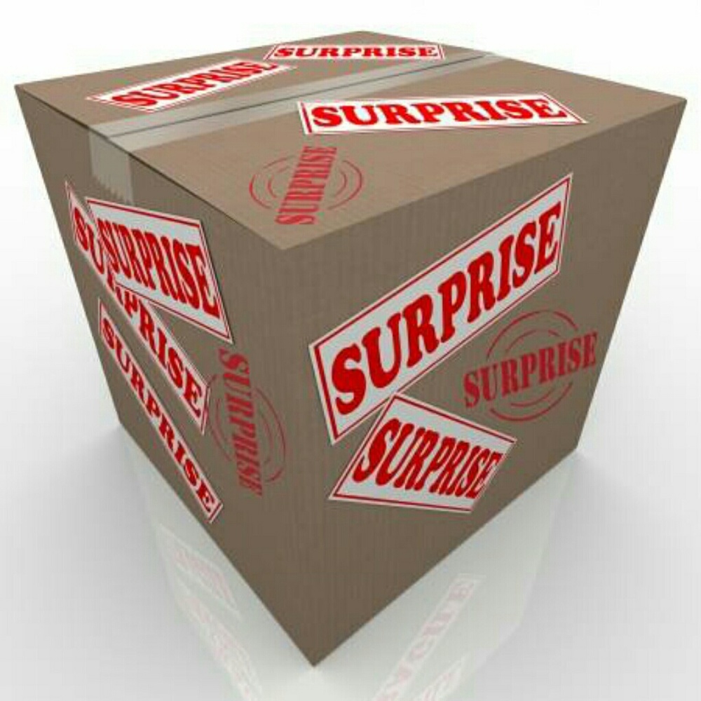 Mystery box filled with little boys clothes.